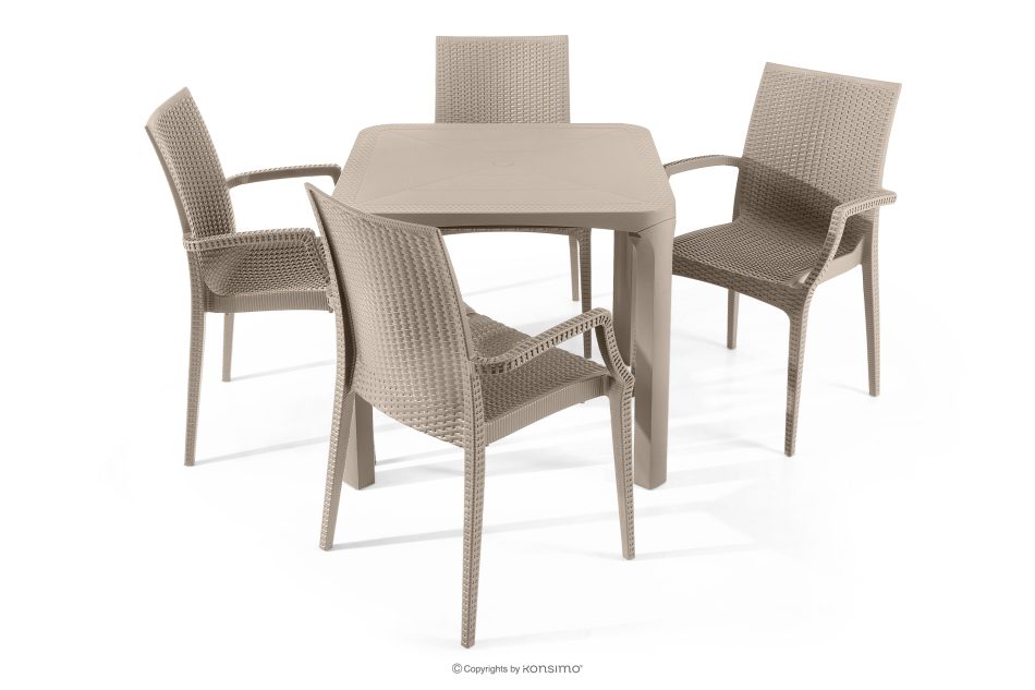 LEOPSI Tisch und Stühle für den Garten aus beigem Polypropylen beige - Foto 2