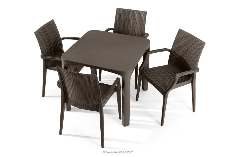 LEOPSI Tisch und Stühle für den Garten aus braunem Polypropylen braun - Foto 0