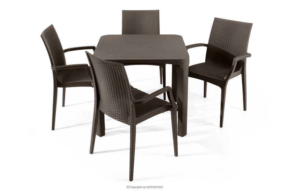 LEOPSI Tisch und Stühle für den Garten aus braunem Polypropylen braun - Foto 2