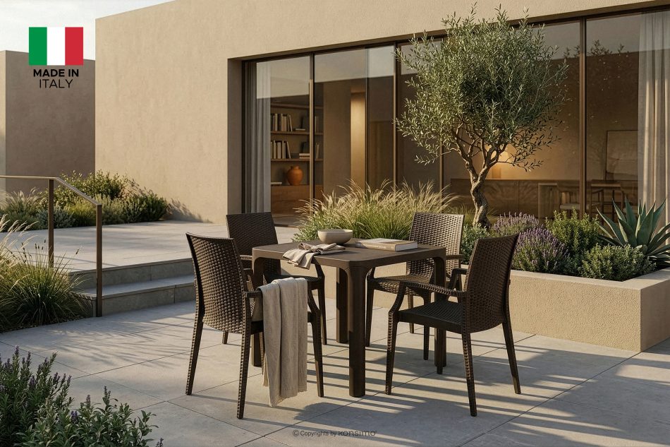 LEOPSI Tisch und Stühle für den Garten aus braunem Polypropylen braun - Foto 1