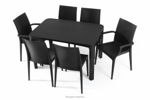 LEOPSI, https://konsimo.de/kollektion/leopsi/ Tisch und 6 Stühle aus anthrazitfarbenem Polypropylen anthrazit - Foto