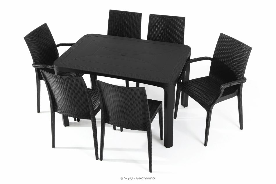 LEOPSI Tisch und 6 Stühle aus anthrazitfarbenem Polypropylen anthrazit - Foto 0