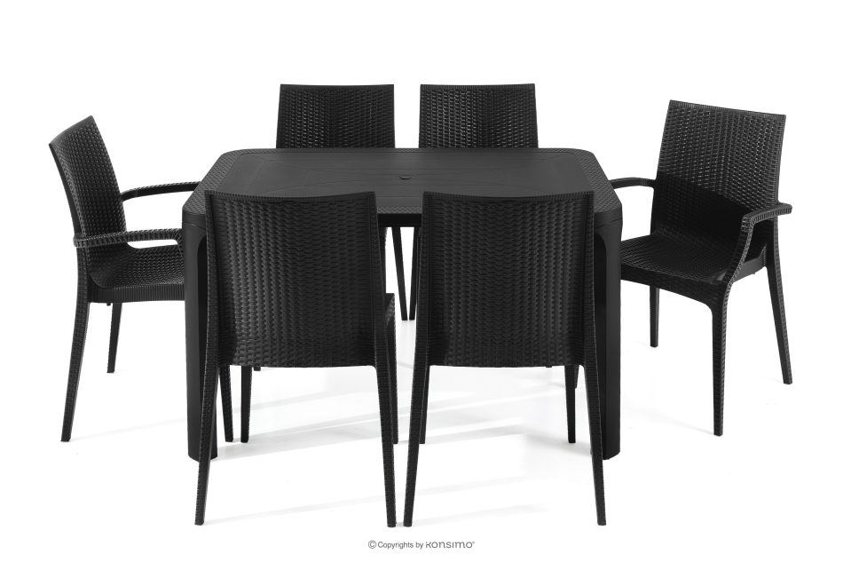 LEOPSI Tisch und 6 Stühle aus anthrazitfarbenem Polypropylen anthrazit - Foto 2