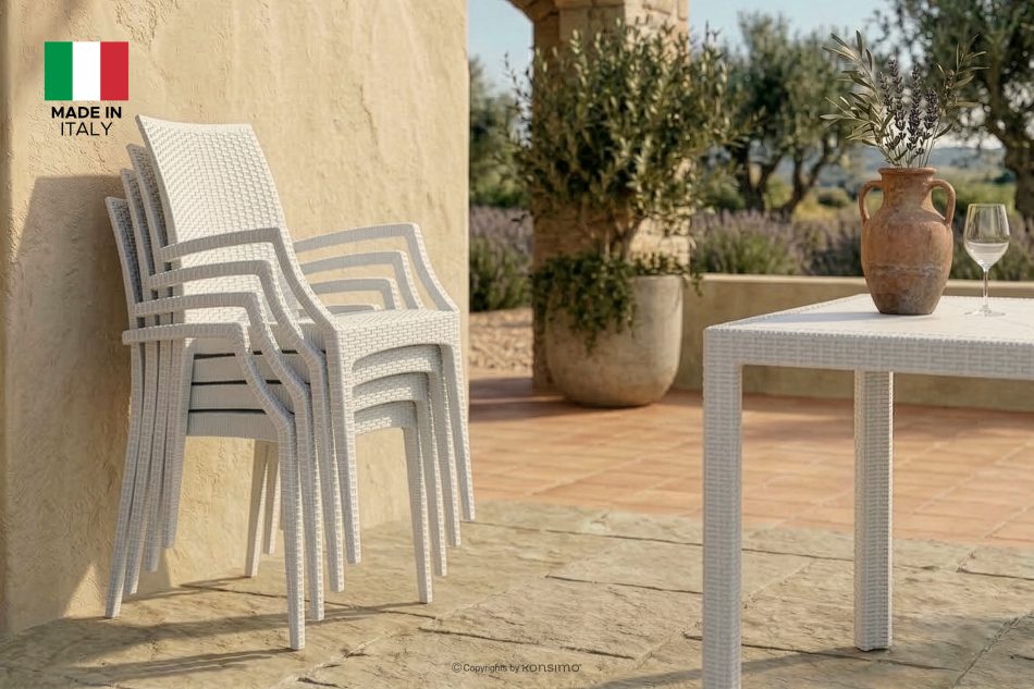 LEOPSI Tisch und 6 Stühle aus weißem Polypropylen weiß - Foto 42