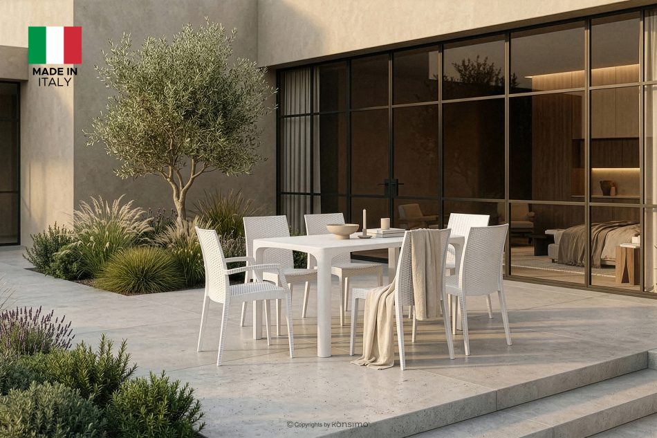 LEOPSI Tisch und 6 Stühle aus weißem Polypropylen weiß - Foto 1