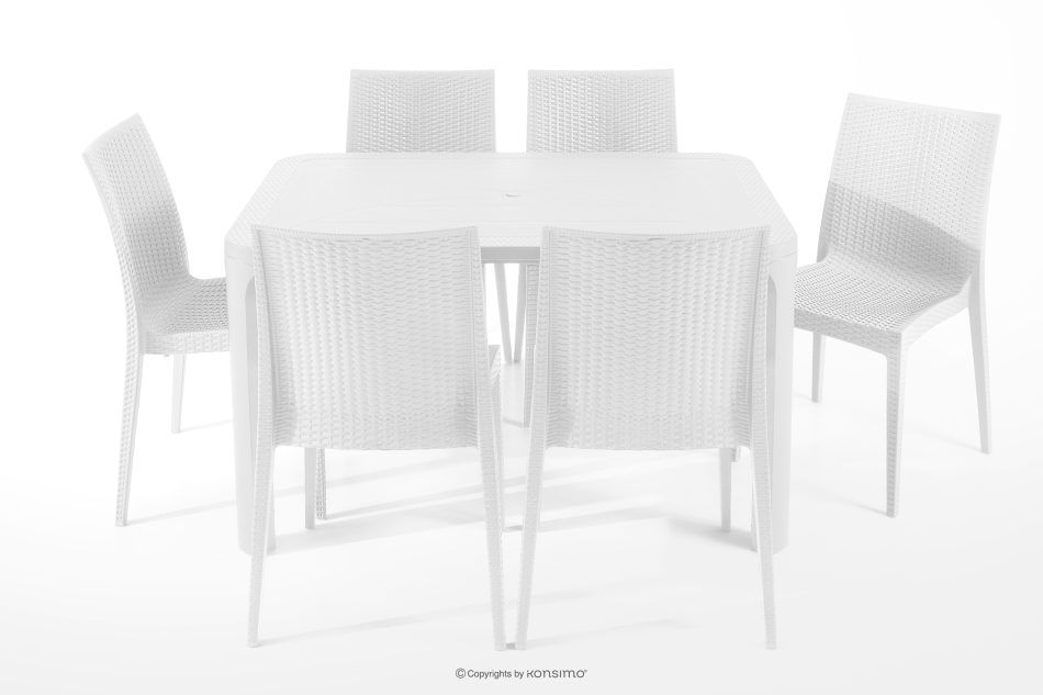 LEOPSI Gartenmöbel-Set Tisch mit 6 Stühlen aus Polypropylen weiß weiß - Foto 2