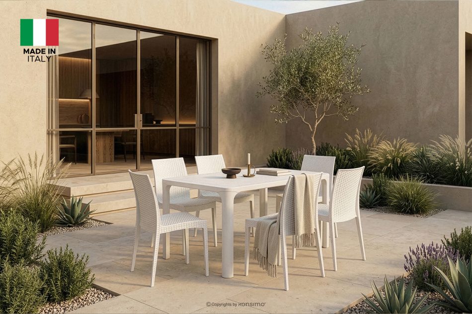 LEOPSI Gartenmöbel-Set Tisch mit 6 Stühlen aus Polypropylen weiß weiß - Foto 1