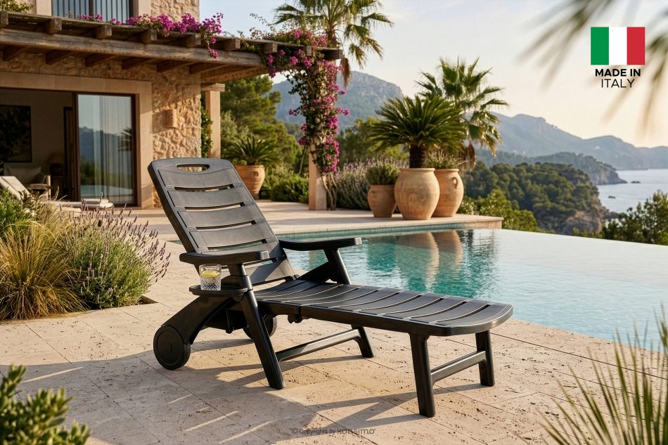 TIDIA Hotel-Liegestuhl mit verstellbarer Rückenlehne anthrazit anthrazit - Foto 1