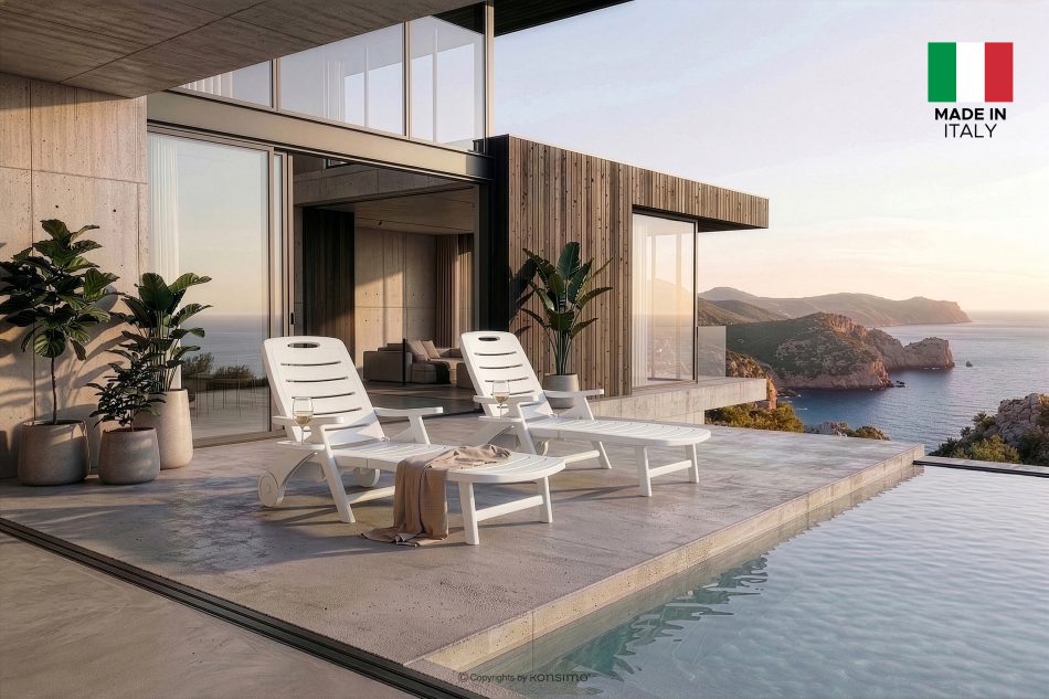 TIDIA Hotel-Liegestuhl mit verstellbarer Rückenlehne weiß weiß - Foto 22