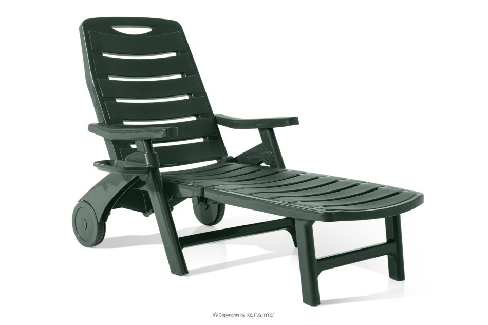 TIDIA Terrassen-Liegestuhl mit verstellbarer Rückenlehne dunkelgrün dunkelgrün - Foto 0
