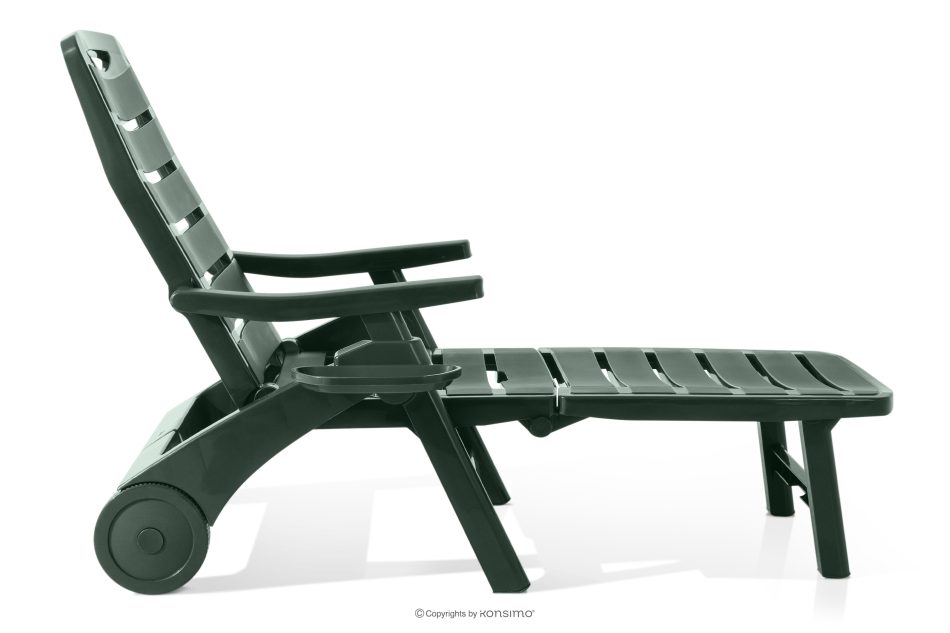 TIDIA Terrassen-Liegestuhl mit verstellbarer Rückenlehne dunkelgrün dunkelgrün - Foto 3