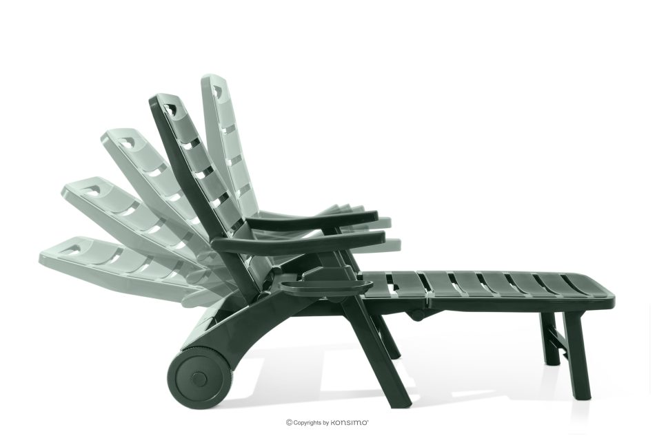 TIDIA Terrassen-Liegestuhl mit verstellbarer Rückenlehne dunkelgrün dunkelgrün - Foto 6