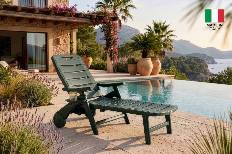 TIDIA Terrassen-Liegestuhl mit verstellbarer Rückenlehne dunkelgrün dunkelgrün - Foto 1