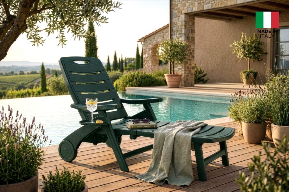 TIDIA Terrassen-Liegestuhl mit verstellbarer Rückenlehne dunkelgrün dunkelgrün - Foto 20