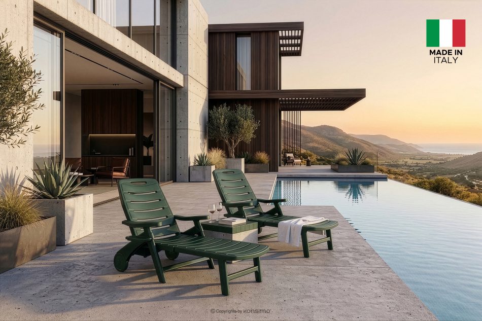 TIDIA Terrassen-Liegestuhl mit verstellbarer Rückenlehne dunkelgrün dunkelgrün - Foto 21