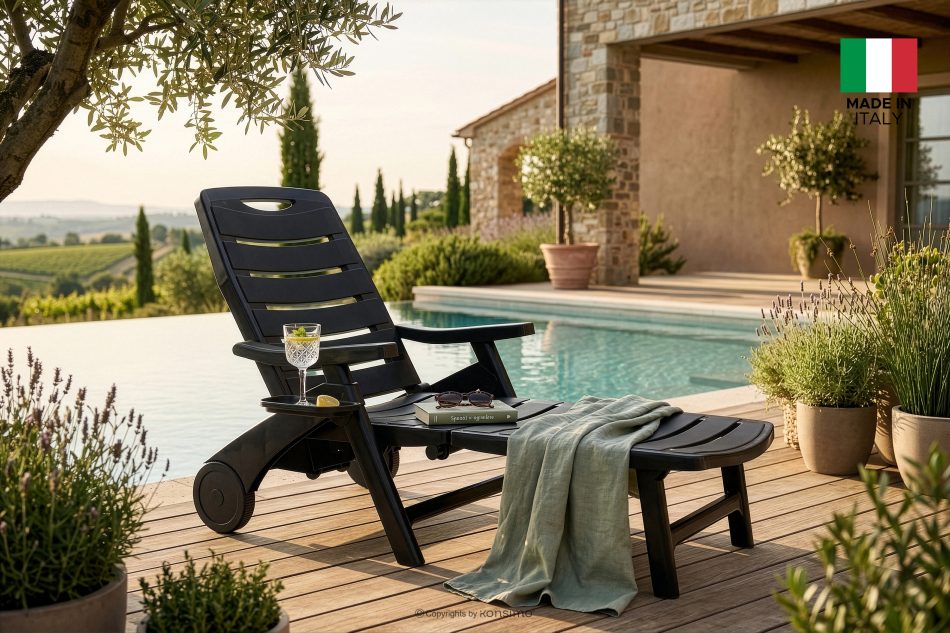 TIDIA Gartenliege mit verstellbarer Rückenlehne 2 tlg. anthrazit anthrazit - Foto 23