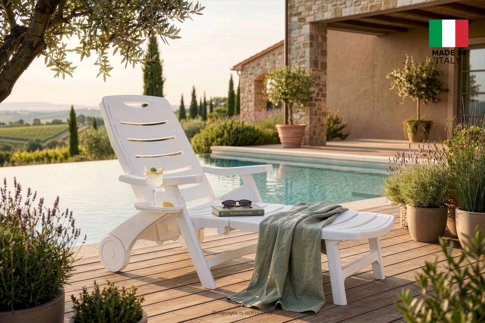 TIDIA Gartenliege mit verstellbarer Rückenlehne 2 tlg. weiß weiß - Foto 23