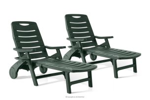 TIDIA, https://konsimo.de/kollektion/tidia/ Gartenliege mit verstellbarer Rückenlehne 2 tlg. dunkelgrün dunkelgrün - Foto