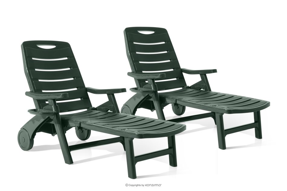 TIDIA Gartenliege mit verstellbarer Rückenlehne 2 tlg. dunkelgrün dunkelgrün - Foto 0