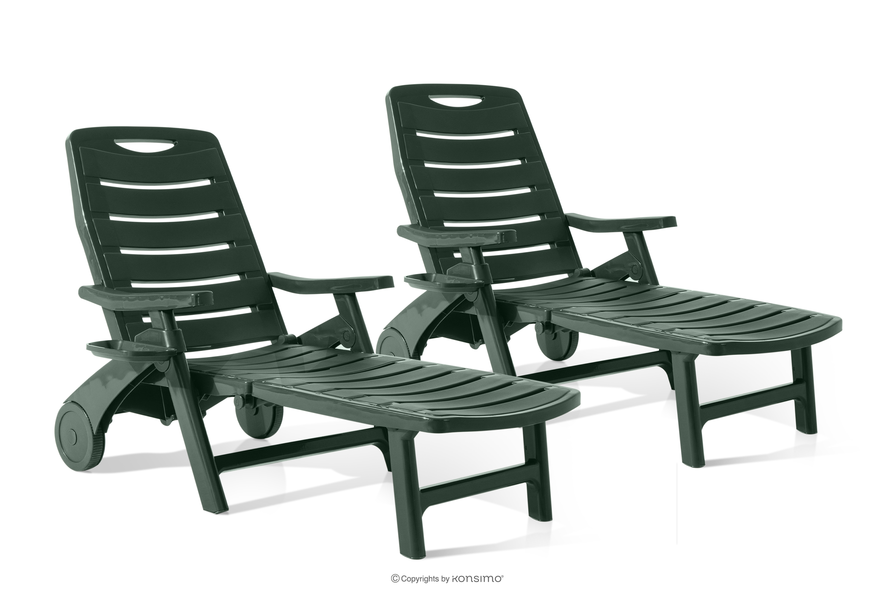 Gartenliege mit verstellbarer Rückenlehne 2 tlg. dunkelgrün TIDIA