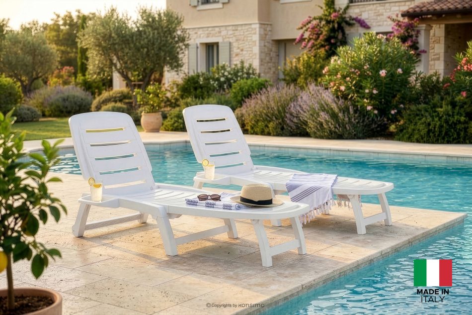 BURRA Verstellbare Strandliege mit Getränkehalter weiß weiß - Foto 21