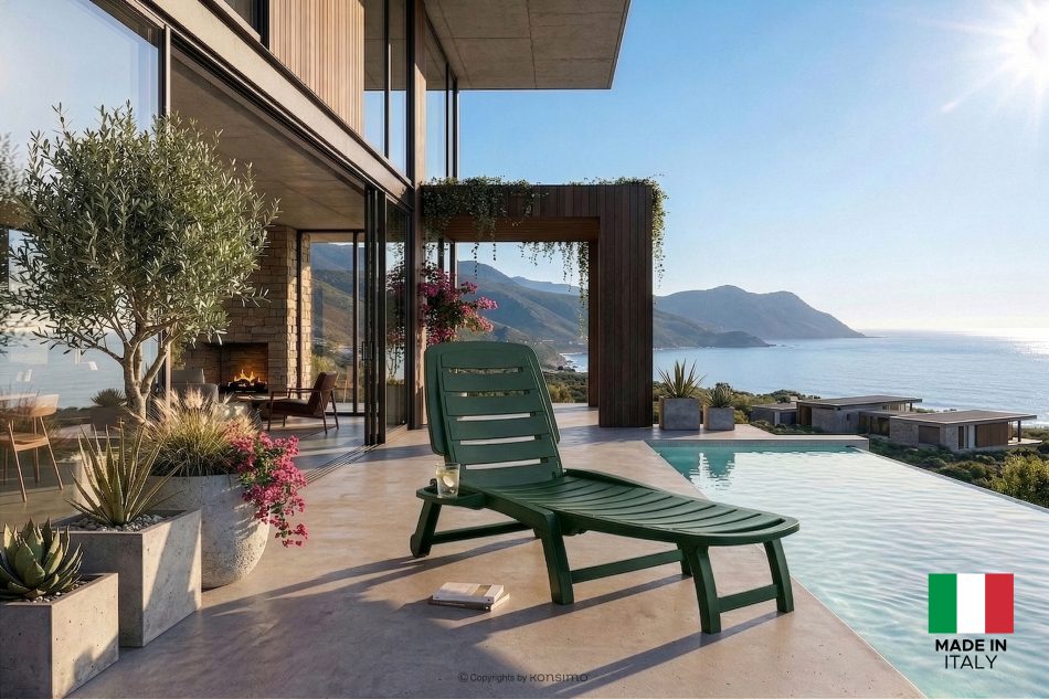 BURRA Verstellbare Terrassenliege mit Getränkehalter dunkelgrün dunkelgrün - Foto 23