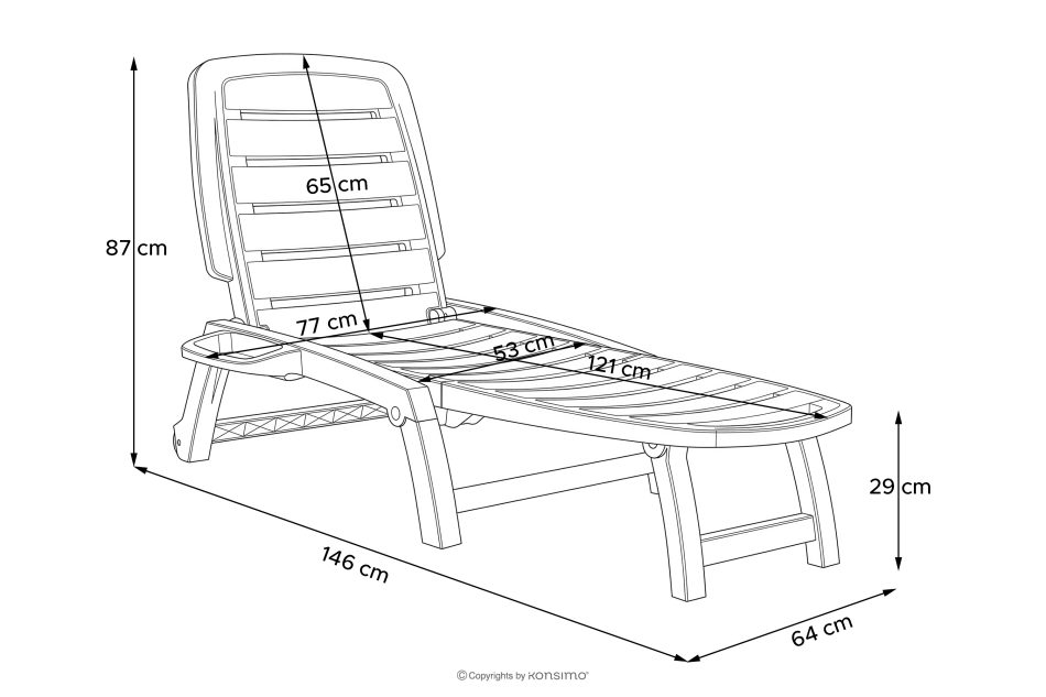 BURRA Verstellbare Strandliege mit Getränkehalter anthrazit anthrazit - Foto 24