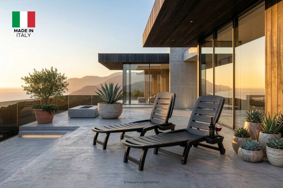 BURRA Verstellbare Gartenliege mit Getränkehalter 2 tlg. anthrazit anthrazit - Foto 23