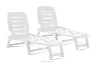 Verstellbare Gartenliege mit Getränkehalter 2 tlg. weiß