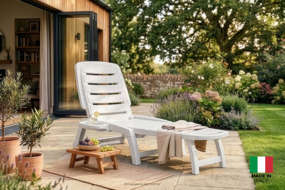 BURRA Verstellbare Gartenliege mit Getränkehalter 2 tlg. weiß weiß - Foto 22