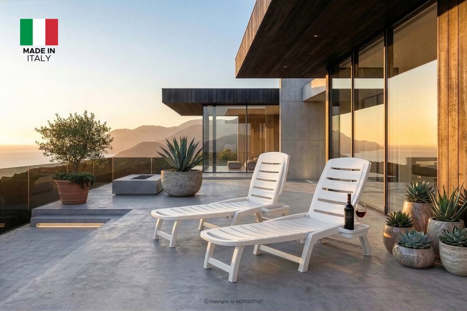 BURRA Verstellbare Gartenliege mit Getränkehalter 2 tlg. weiß weiß - Foto 23