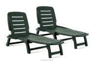 Verstellbare Gartenliege mit Getränkehalter 2 tlg. dunkelgrün