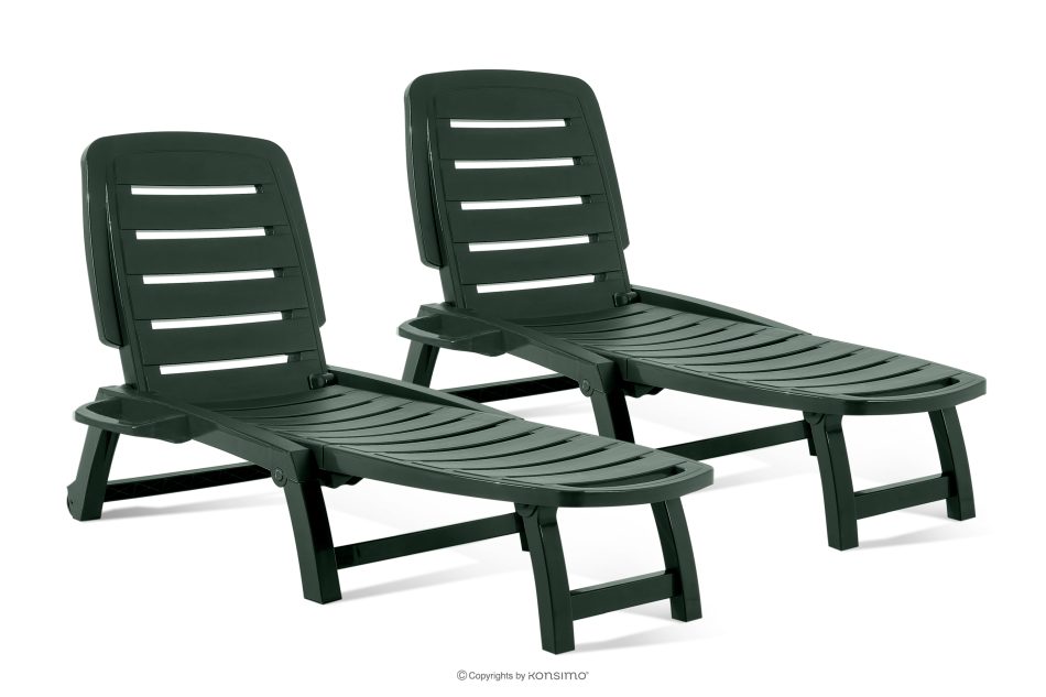 BURRA Verstellbare Gartenliege mit Getränkehalter 2 tlg. dunkelgrün dunkelgrün - Foto 0