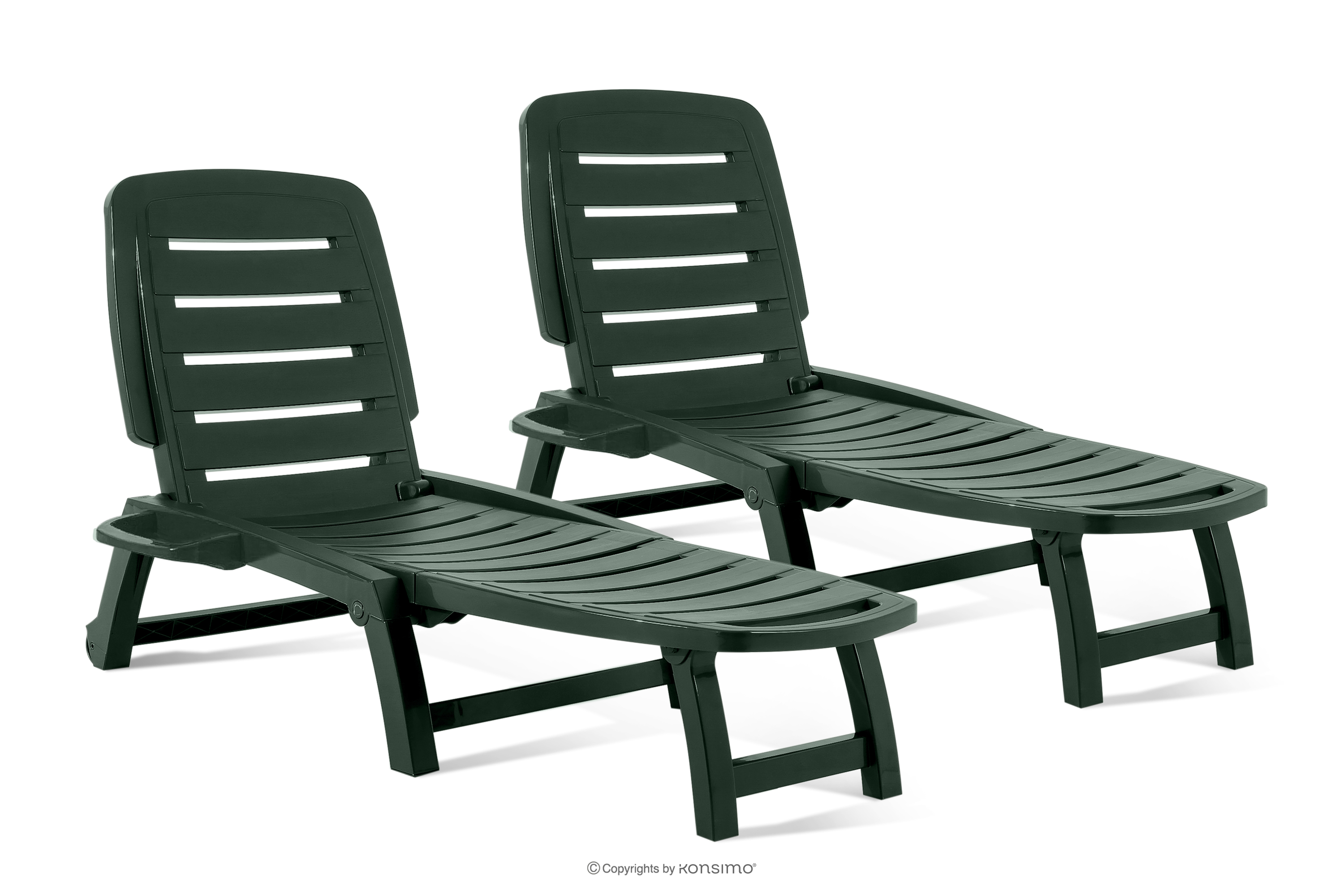 Verstellbare Gartenliege mit Getränkehalter 2 tlg. dunkelgrün BURRA