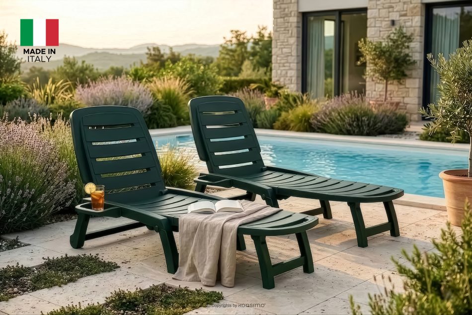 BURRA Verstellbare Gartenliege mit Getränkehalter 2 tlg. dunkelgrün dunkelgrün - Foto 22