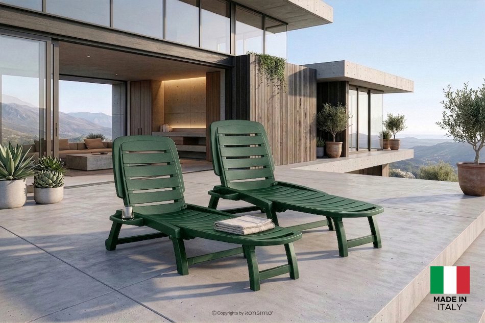 BURRA Verstellbare Gartenliege mit Getränkehalter 2 tlg. dunkelgrün dunkelgrün - Foto 23