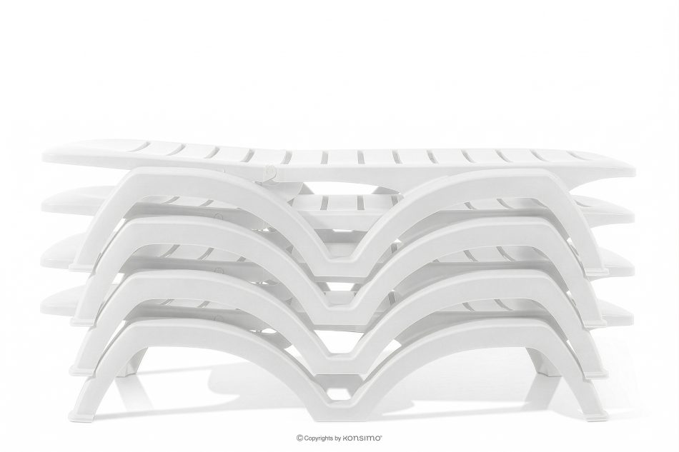 BATSI Hotel-Liegestuhl mit Stauraum und verstellbarer Rückenlehne weiß weiß - Foto 8