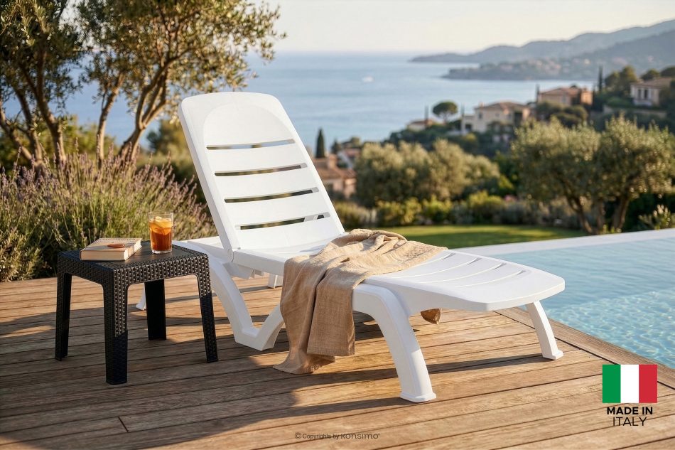 BATSI Hotel-Liegestuhl mit Stauraum und verstellbarer Rückenlehne weiß weiß - Foto 21