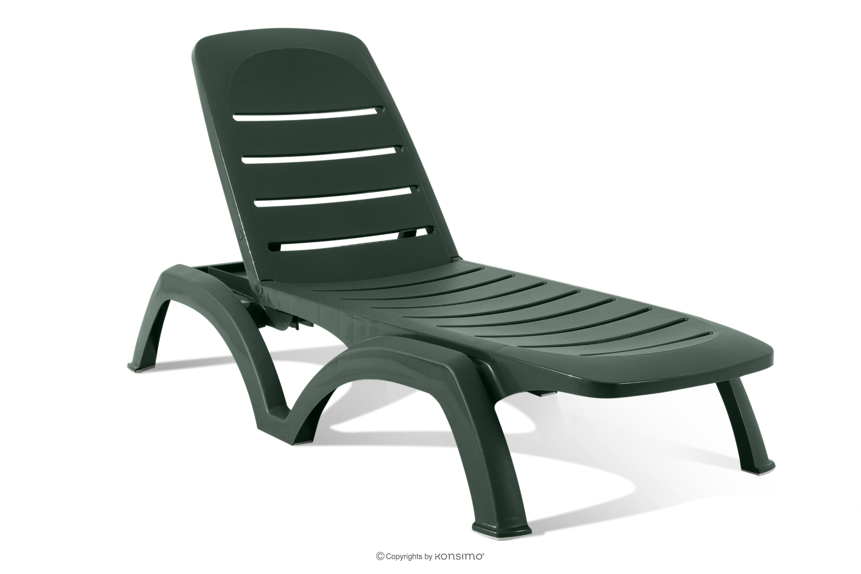 Hotel-Liegestuhl mit Stauraum und verstellbarer Rückenlehne dunkelgrün BATSI