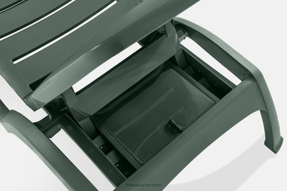 BATSI Hotel-Liegestuhl mit Stauraum und verstellbarer Rückenlehne dunkelgrün dunkelgrün - Foto 14