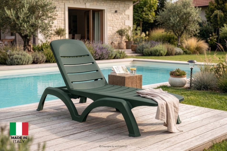 BATSI Hotel-Liegestuhl mit Stauraum und verstellbarer Rückenlehne dunkelgrün dunkelgrün - Foto 20