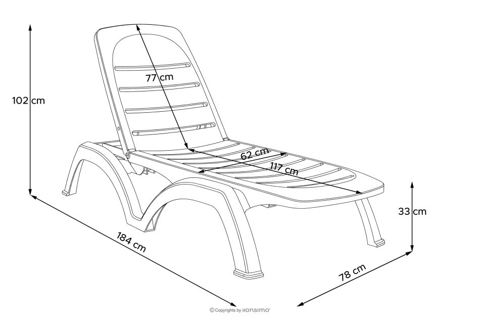 BATSI Hotel-Liegestuhl mit Stauraum und verstellbarer Rückenlehne weiß weiß - Foto 23