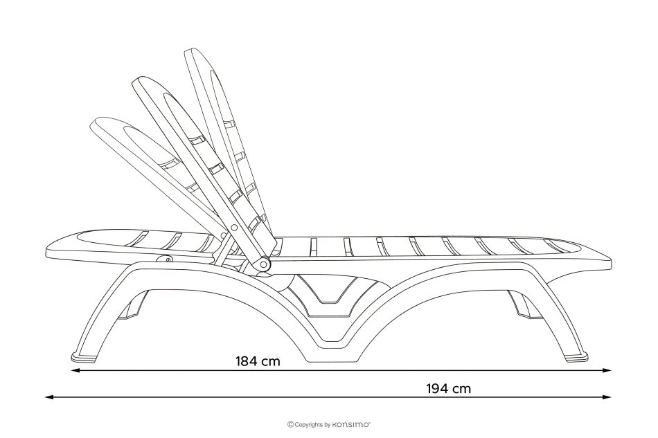BATSI Hotel-Liegestuhl mit Stauraum und verstellbarer Rückenlehne weiß weiß - Foto 24