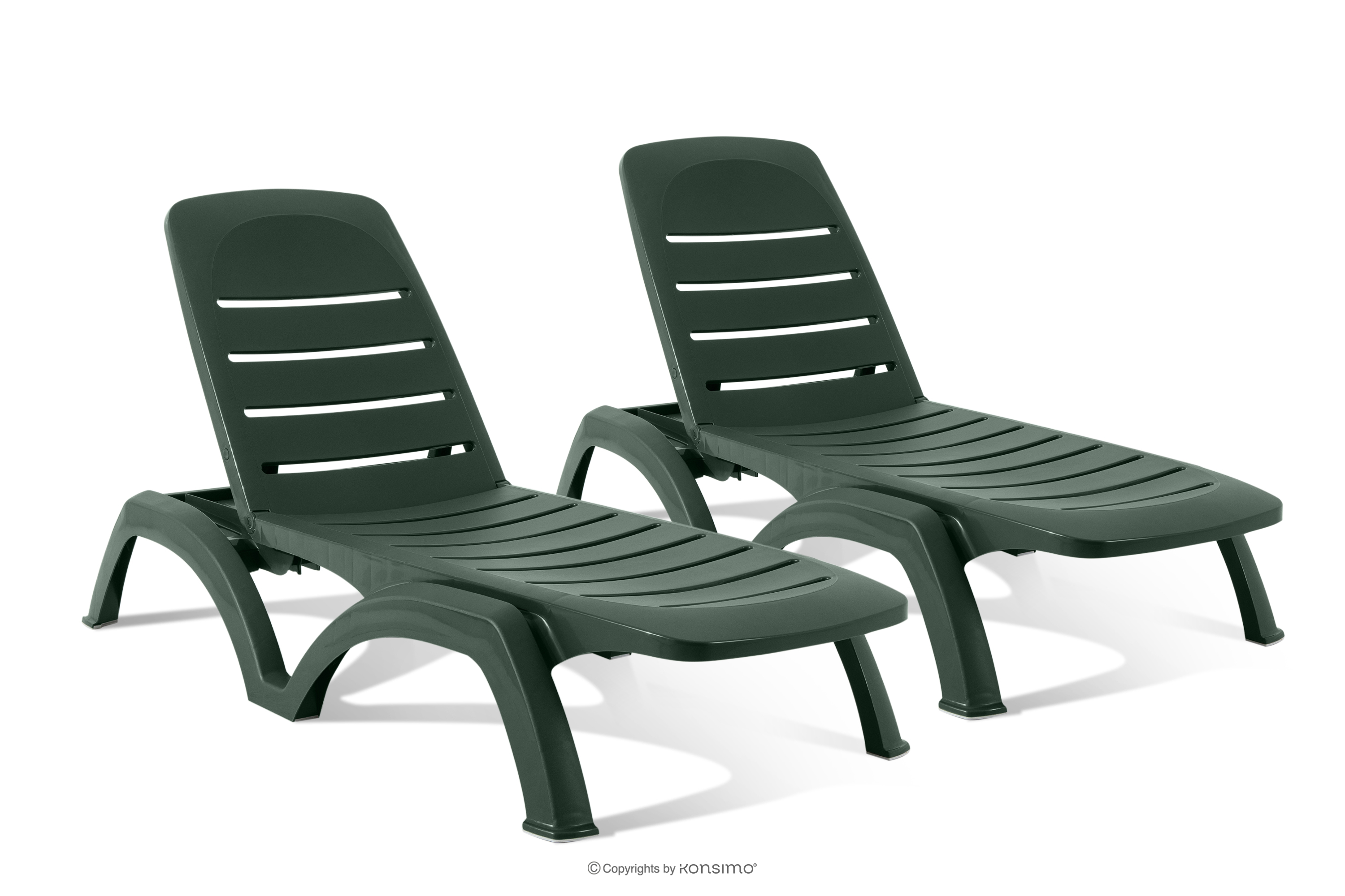 Gartenliege mit Stauraum und verstellbarer Rückenlehne 2 tlg. dunkelgrün BATSI