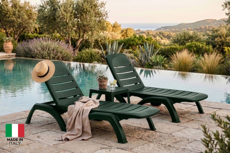 BATSI Gartenliege mit Stauraum und verstellbarer Rückenlehne 2 tlg. dunkelgrün dunkelgrün - Foto 22