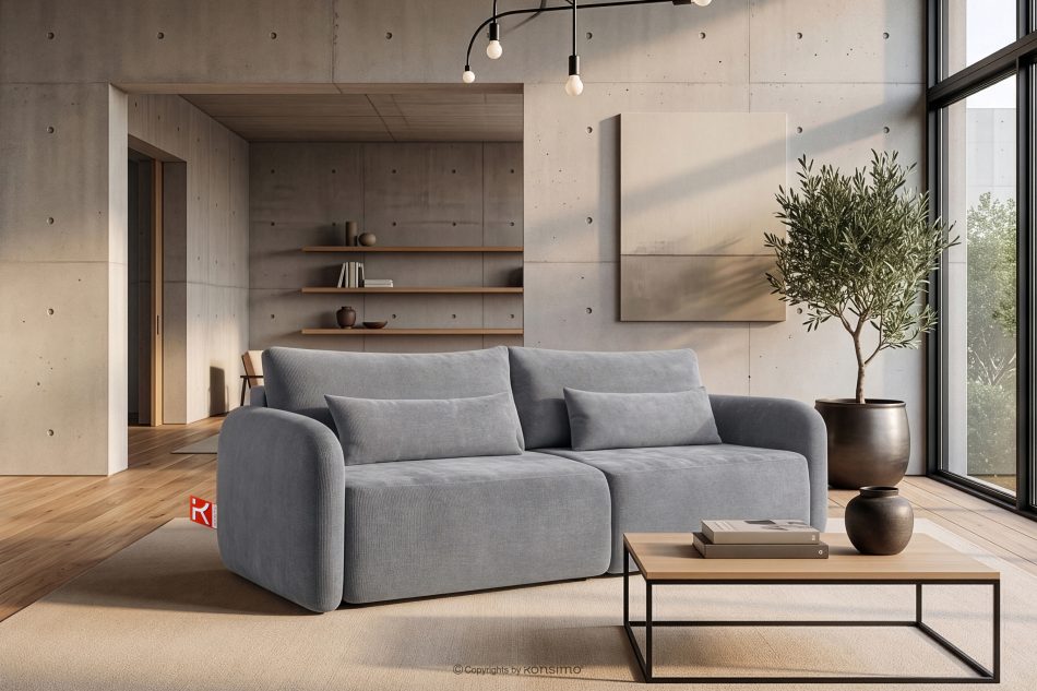 CALICO Dreisitzer-Sofa mit abgerundeter Form aus einem grauen Gewebestoff grau - Foto 14