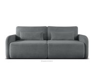 Dreisitziges, abgerundetes ausziehbares Schlafsofa aus Shaggy-Stoff in Stahl