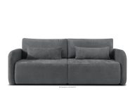 Dreisitzer-Sofa mit abgerundeter Form aus einem dunkelgrauen Gewebestoff