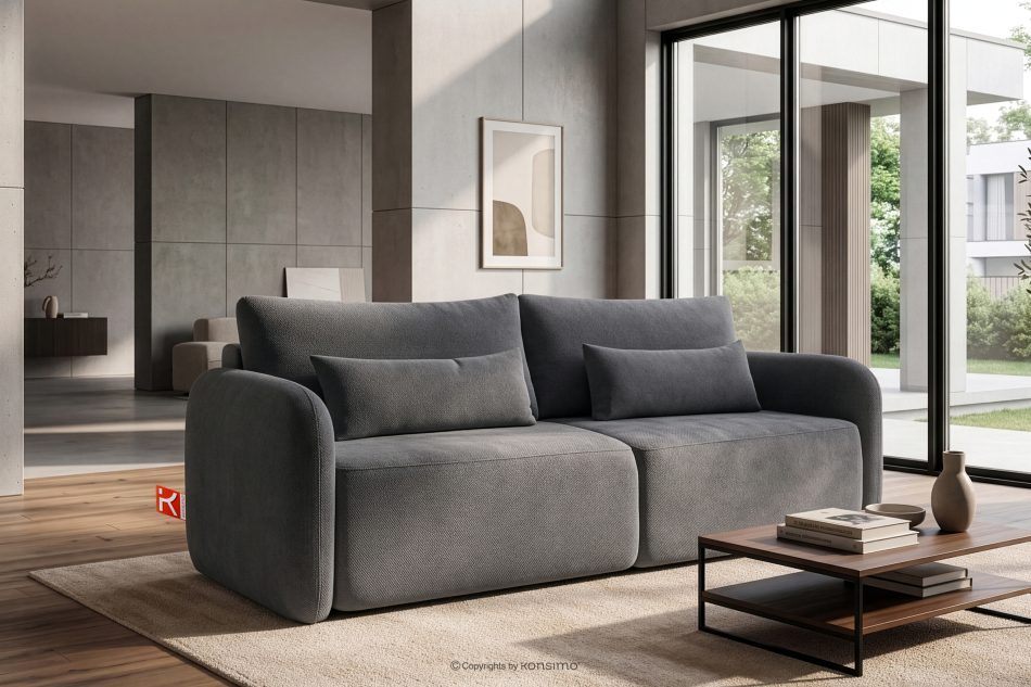 CALICO Dreisitzer-Sofa mit abgerundeter Form aus einem dunkelgrauen Gewebestoff dunkelgrau - Foto 14