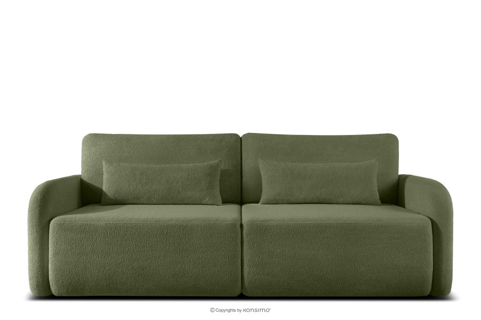 CALICO Dreisitziges, abgerundetes ausziehbares Schlafsofa aus olivgrünem Shaggy-Stoff olivgrün - Foto 0